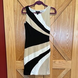 Stylish Black and Tan Swirl Mini Dress